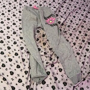 Justice Gray Sweatpants with Pink Flower Graphic